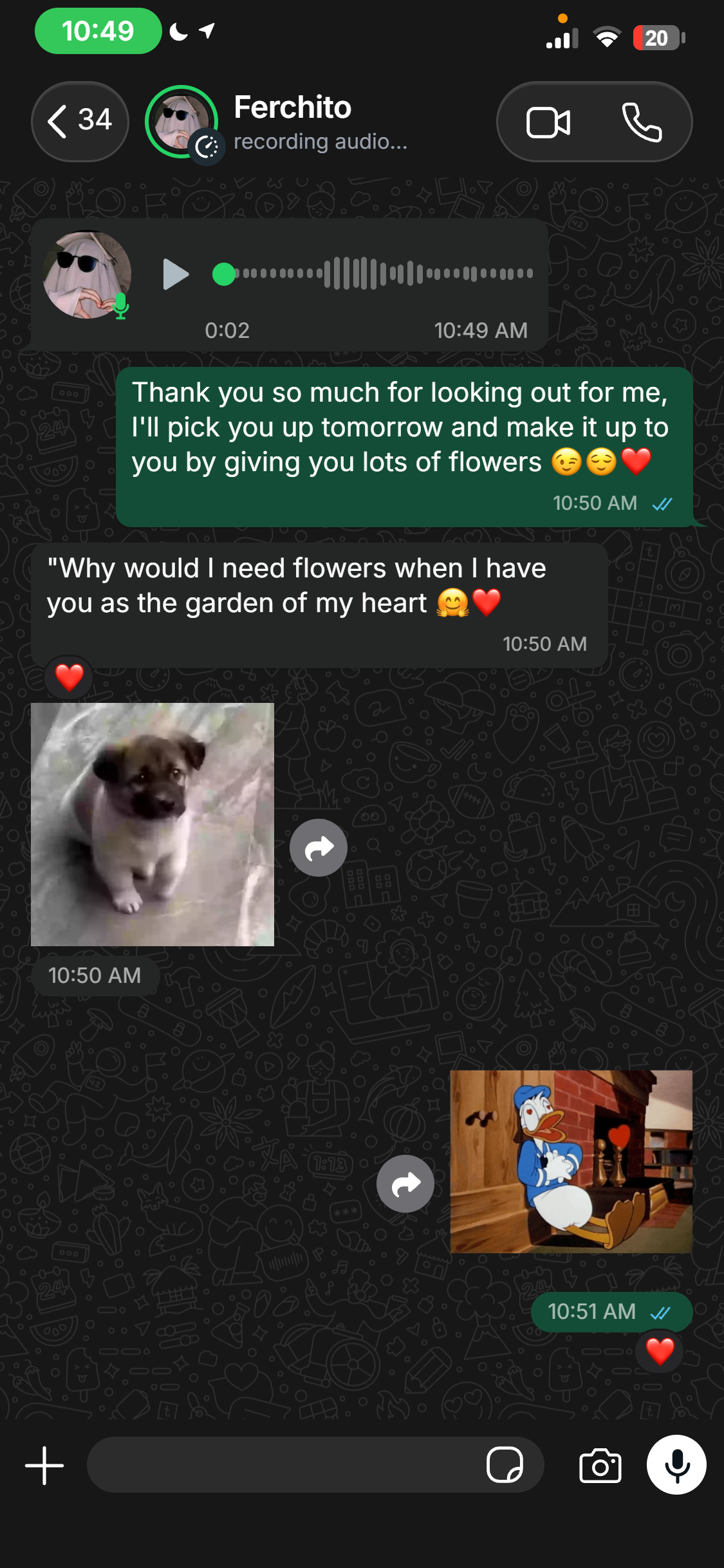 Example of a fake WhatsApp chat made with NamiChats